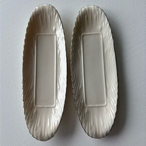 Two LENOX butter dishes with silver trim. With rope interior.